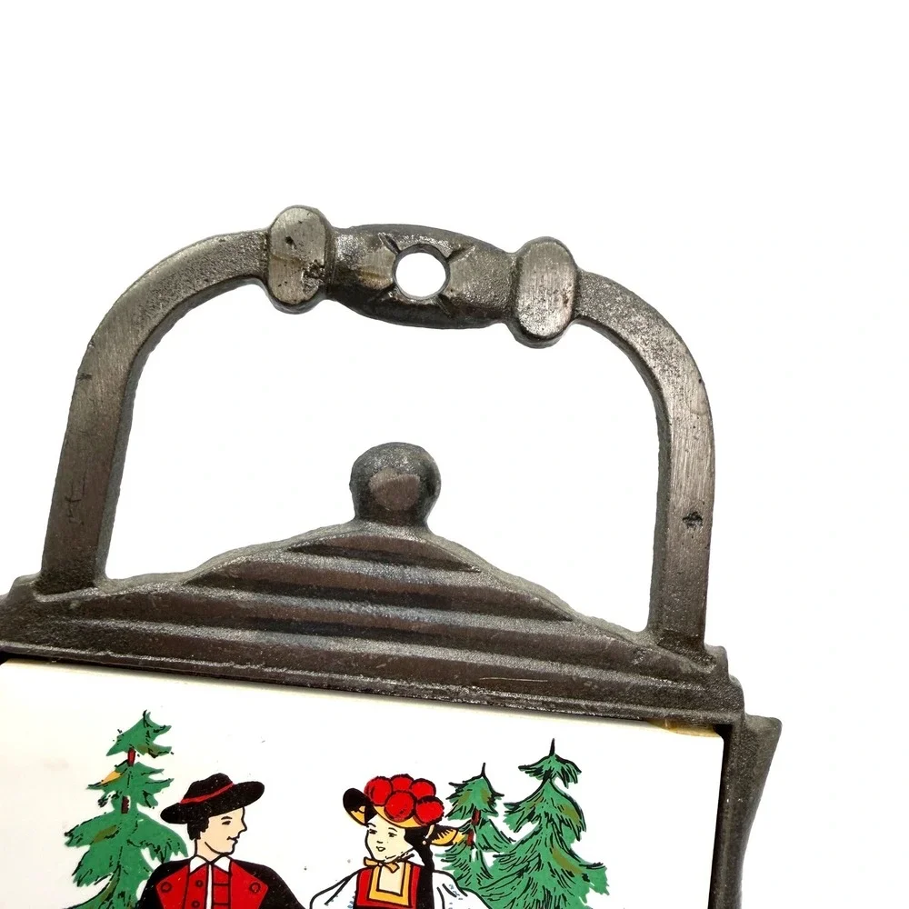 Teapot Trivet 8.5x6.5 Black White Red Green Vintage‎ German Black Forest